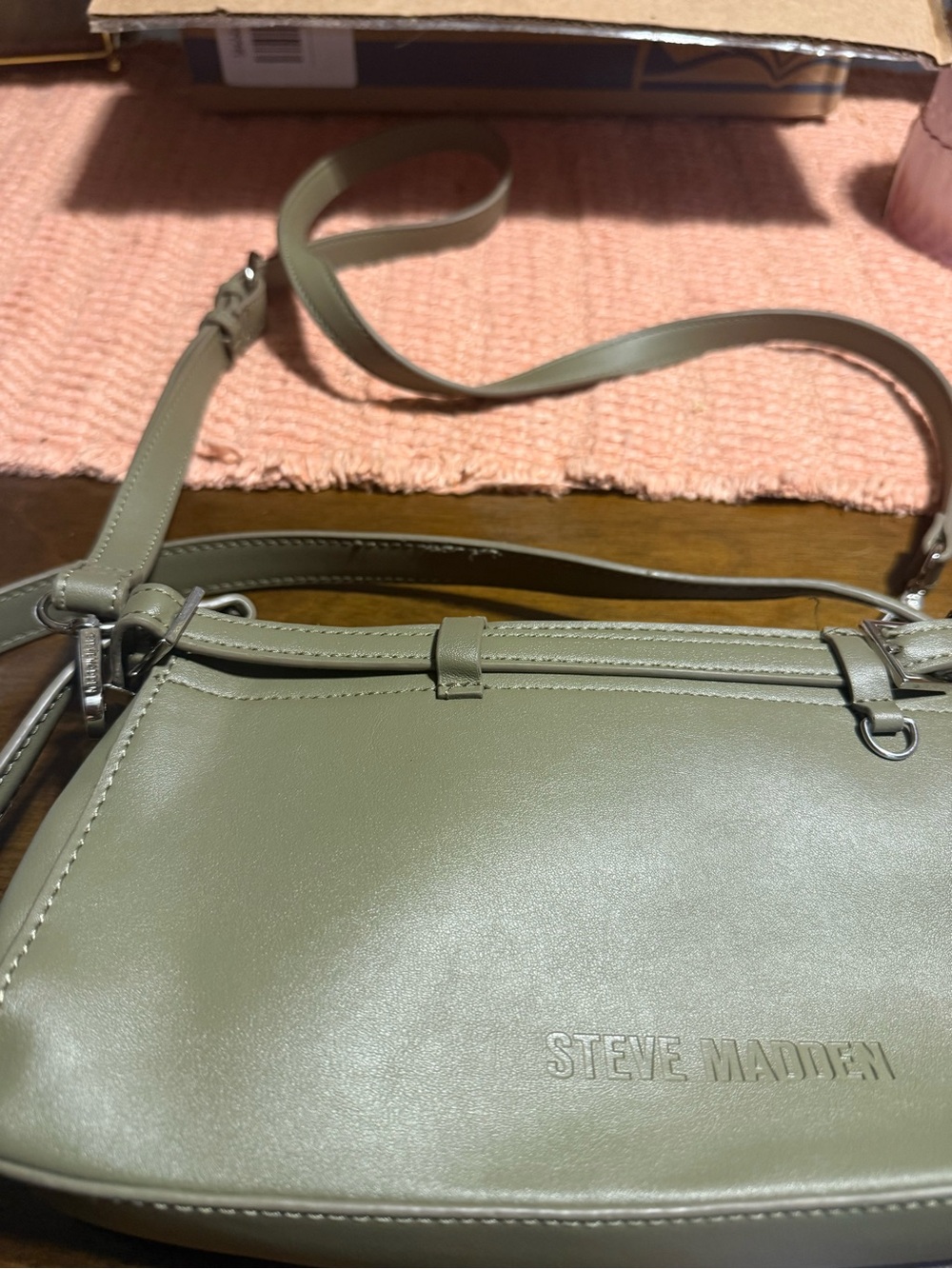 Steve Madden Olive Green Faux Leather Crossbody